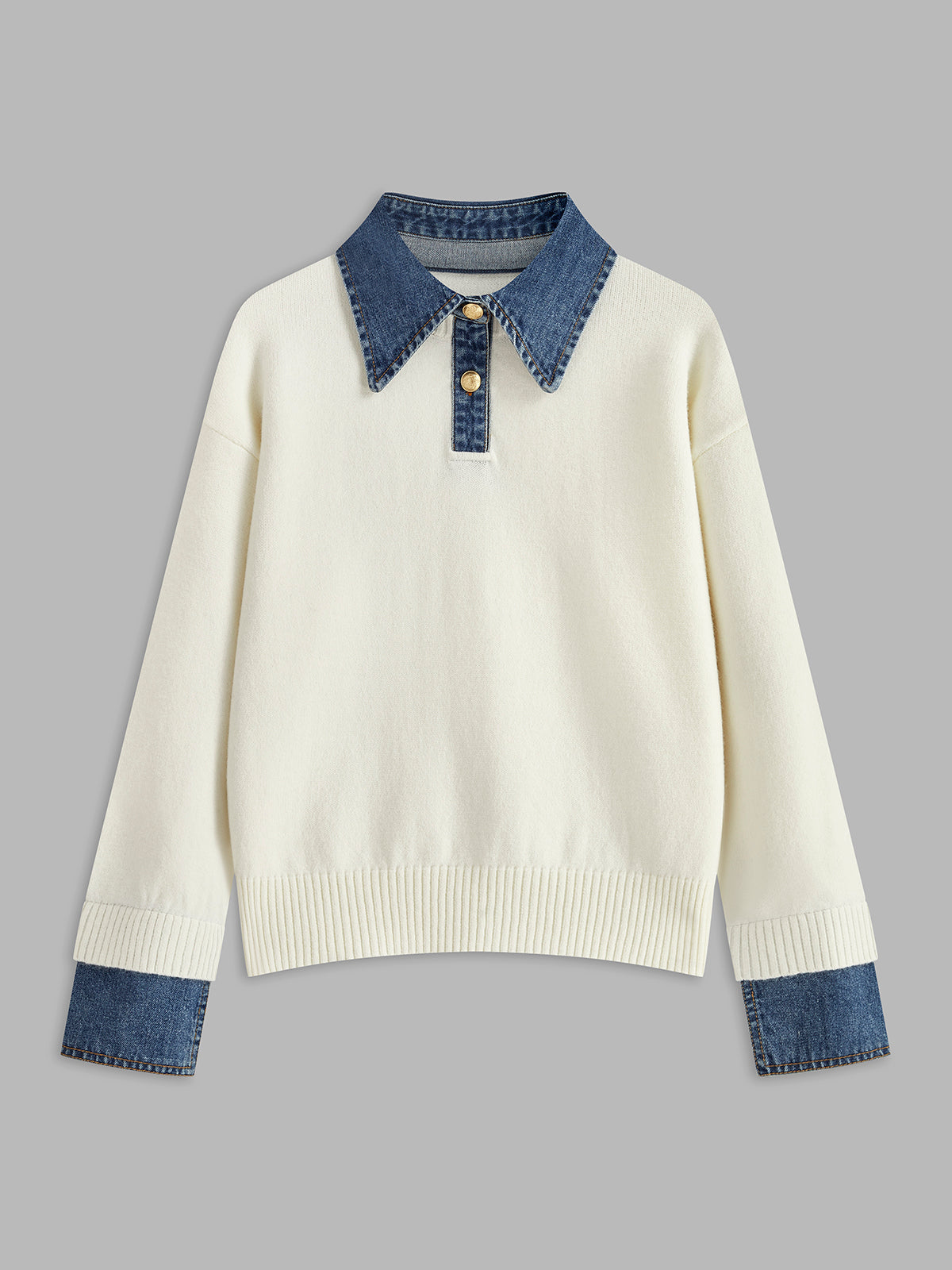 Adalyn | Women's Panel Collar Long Sleeve Sweater