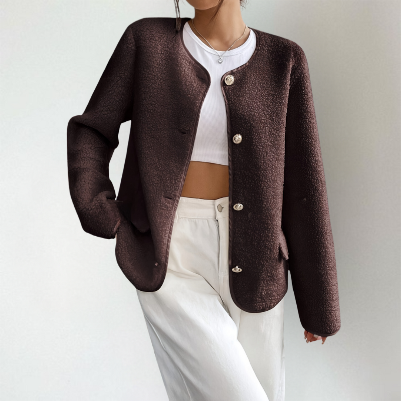 Adeline | Women's Collarless Button Front Knit Cardigan