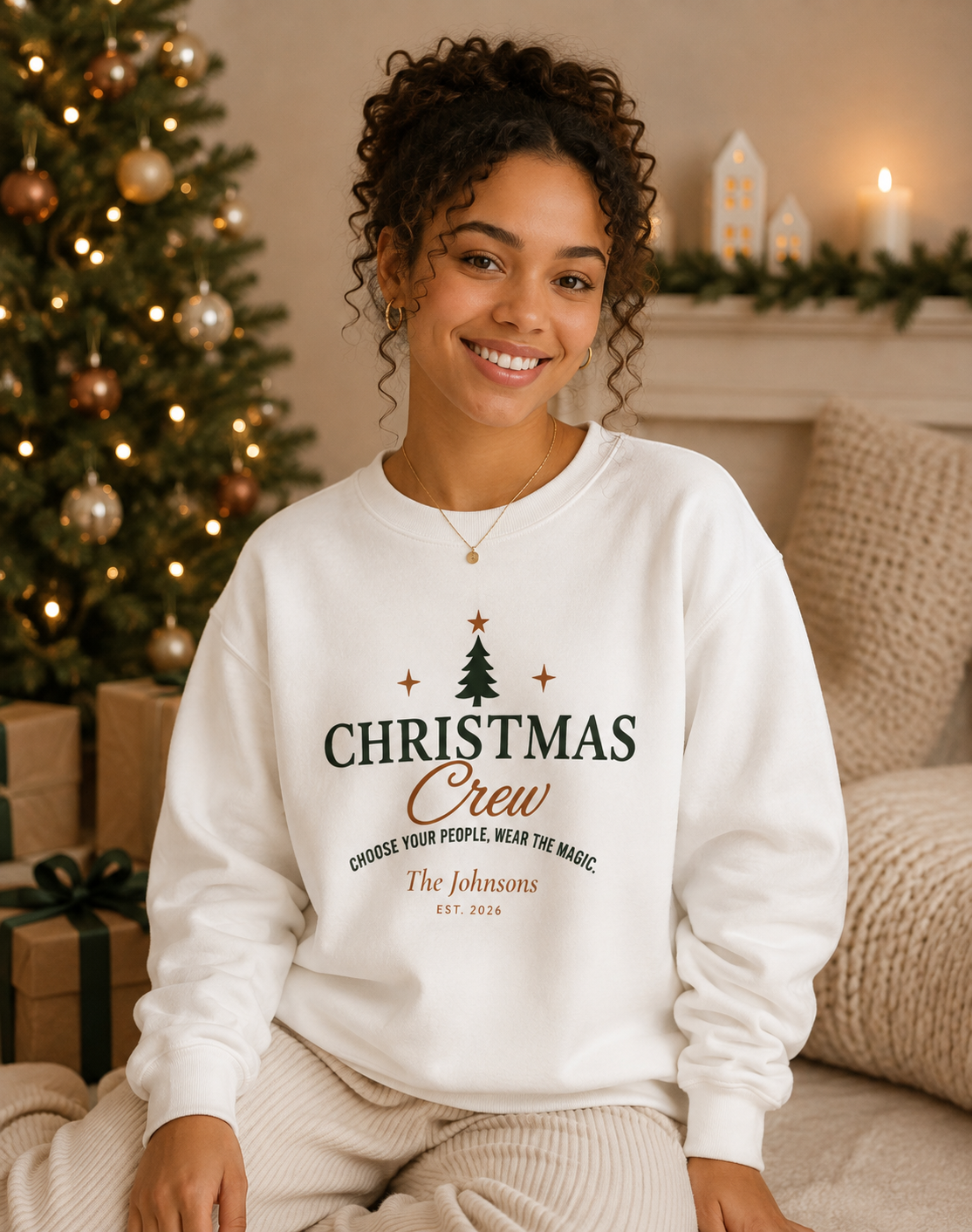 Adult Unisex Personalized Family Christmas Crew Sweatshirt