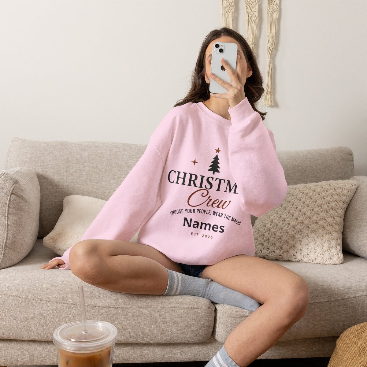 Adult Unisex Personalized Family Christmas Crew Sweatshirt