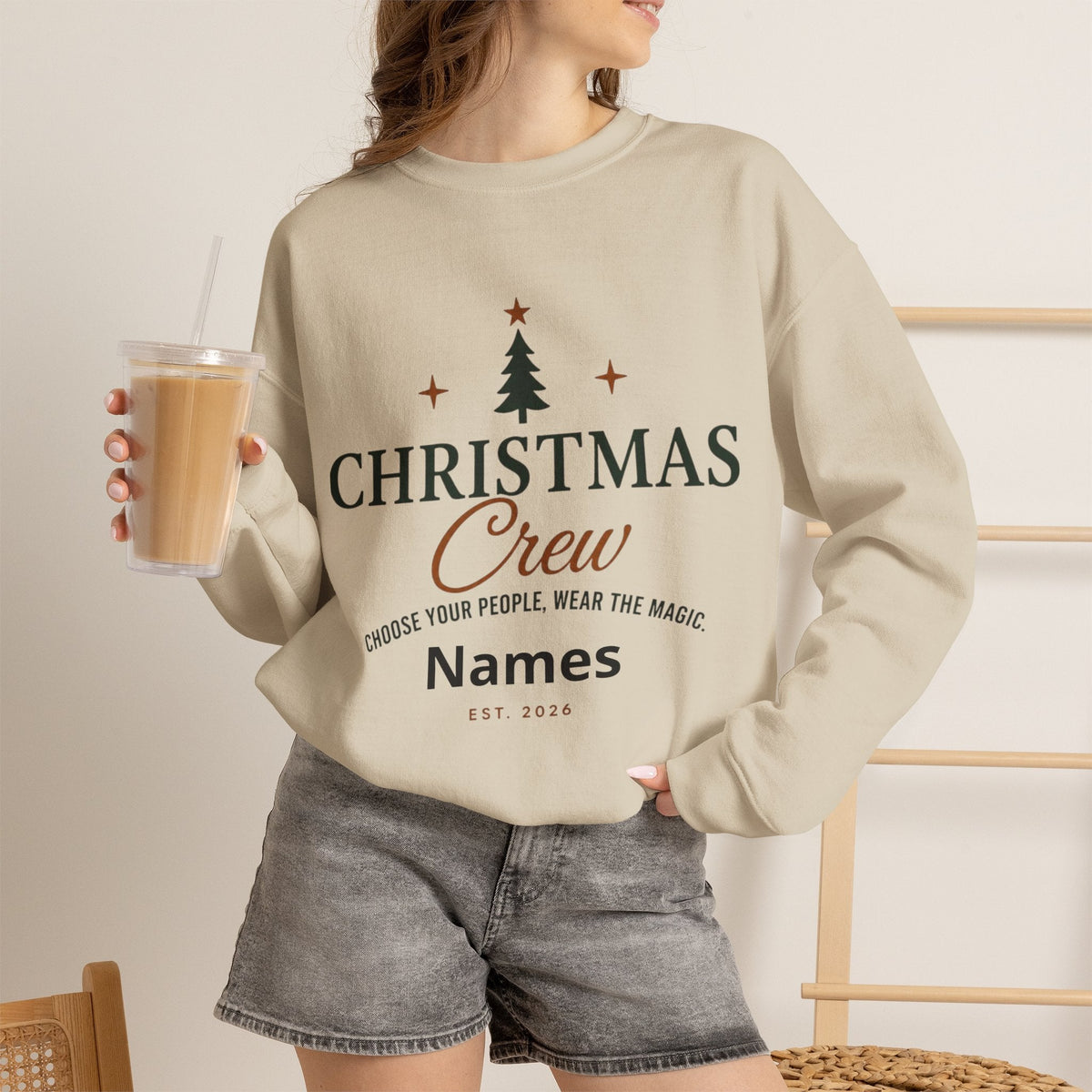 Adult Unisex Personalized Family Christmas Crew Sweatshirt