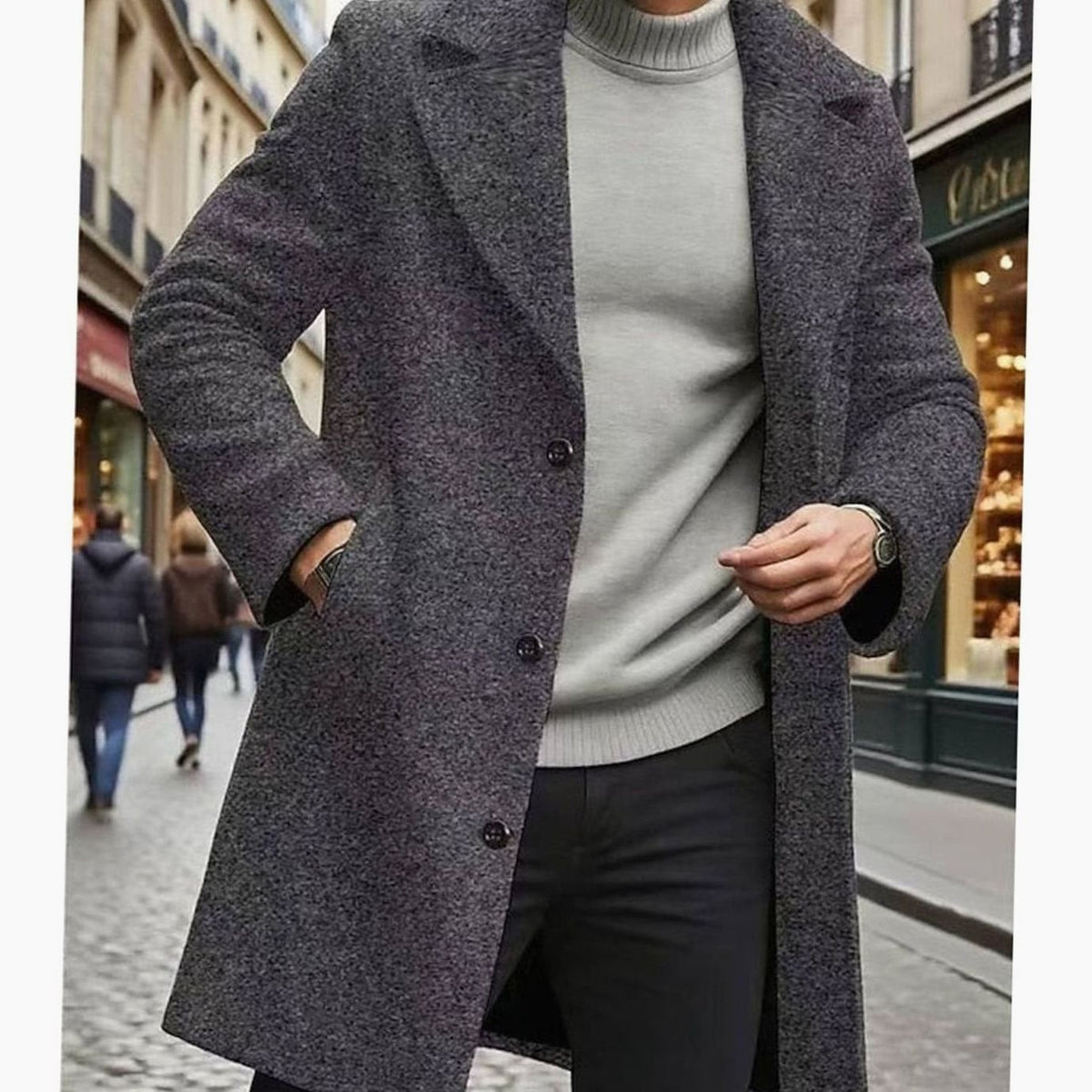 Alexander | Men's Classic Long Wool Coat Single-Breasted Overcoat