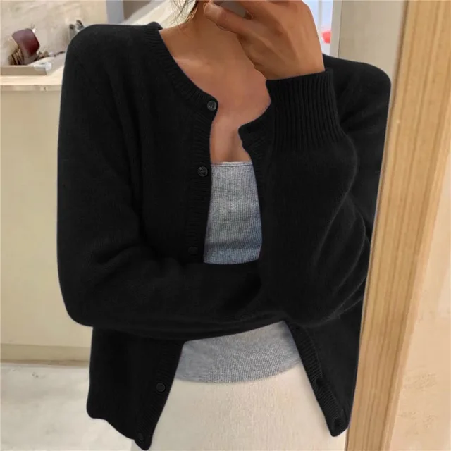 Amara | Women's Classic Button-Front Round Neck Cardigan