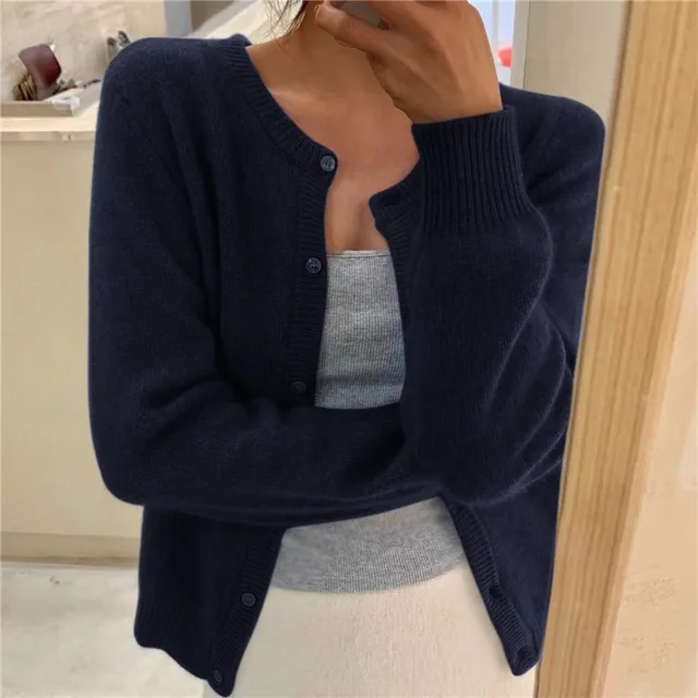 Amara | Women's Classic Button-Front Round Neck Cardigan