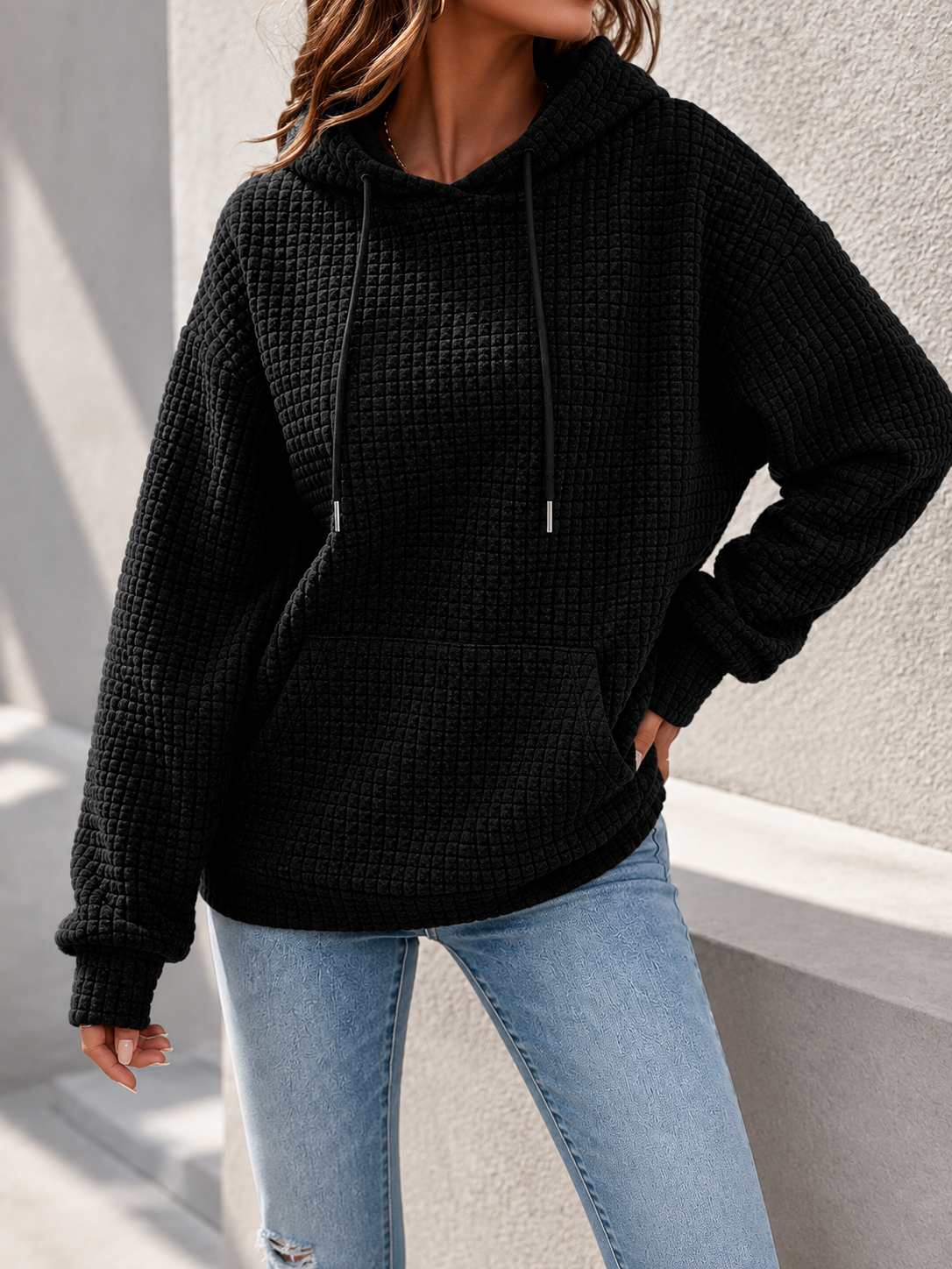 Amara | Women's Waffle Knit Pullover Hoodie