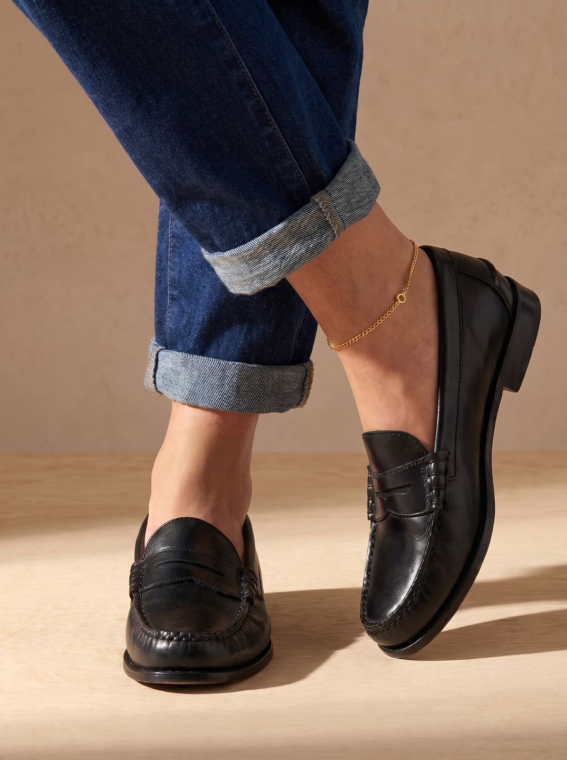 Amelia | Women's Leather Penny Loafers Moccasin-Stitched Slip-On