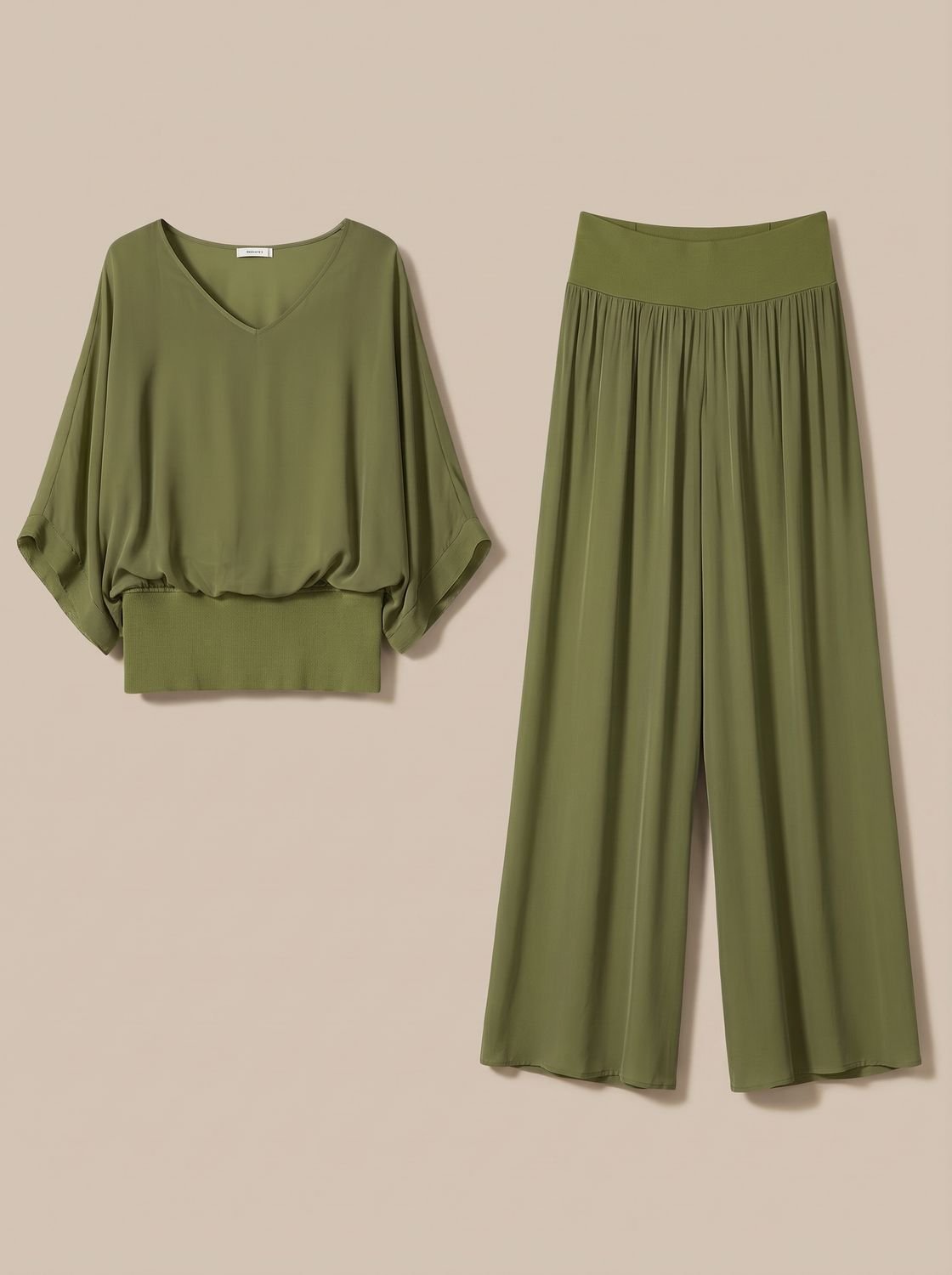 Aria | Women's Flowy Wide-Leg Two-Piece Blouson Top Set