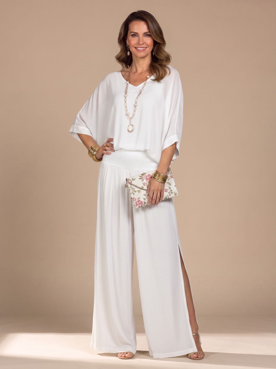 Aria | Women's Flowy Wide-Leg Two-Piece Blouson Top Set