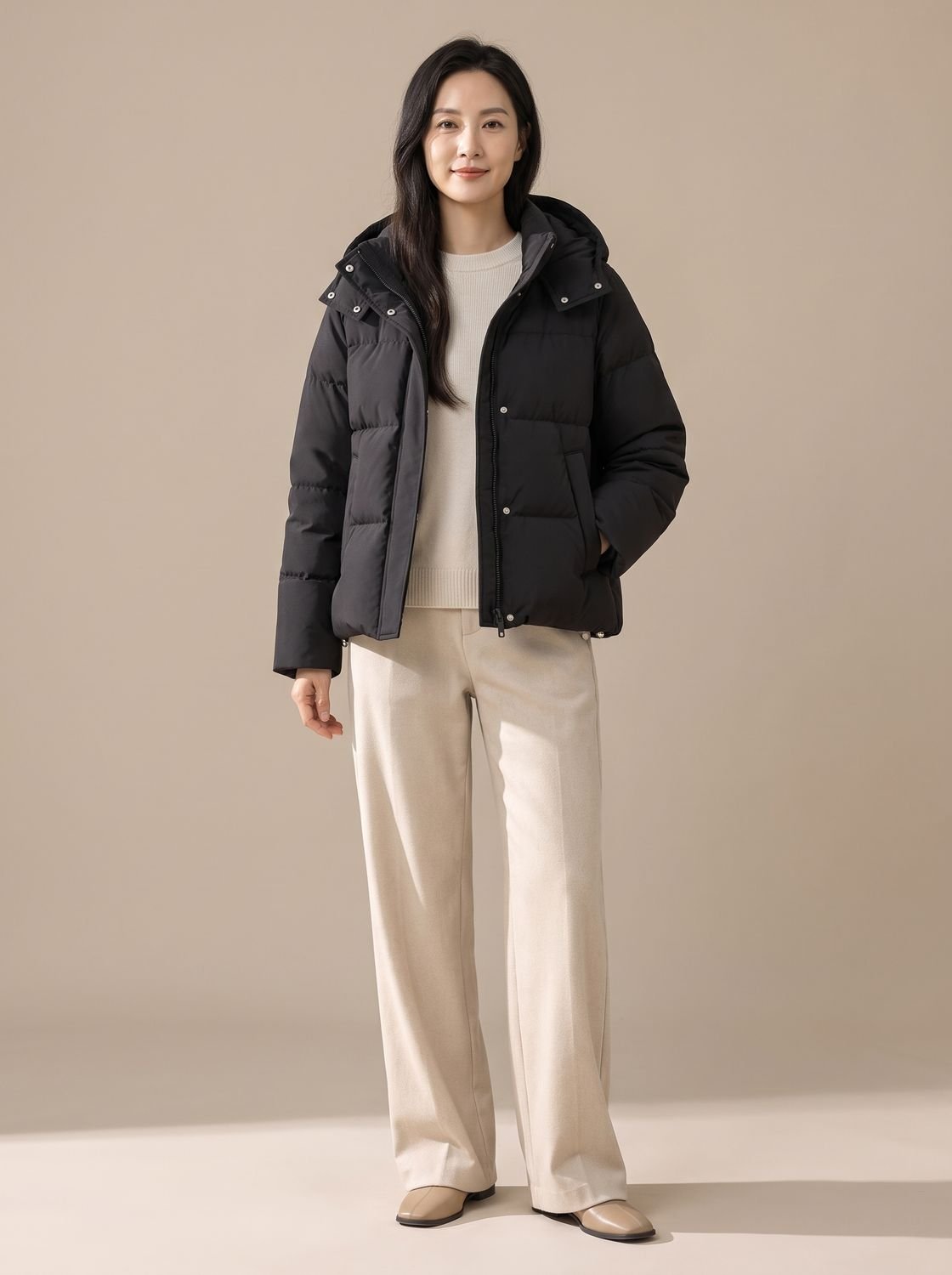 Aria | Women's Hooded Quilted Down-Fill Puffer Jacket Loose Fit