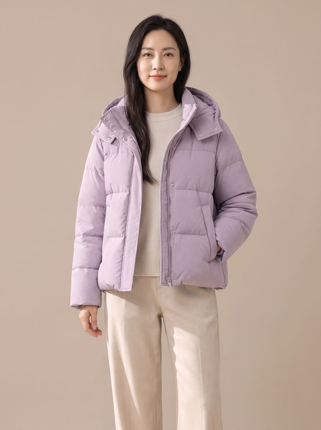 Aria | Women's Hooded Quilted Down-Fill Puffer Jacket Loose Fit