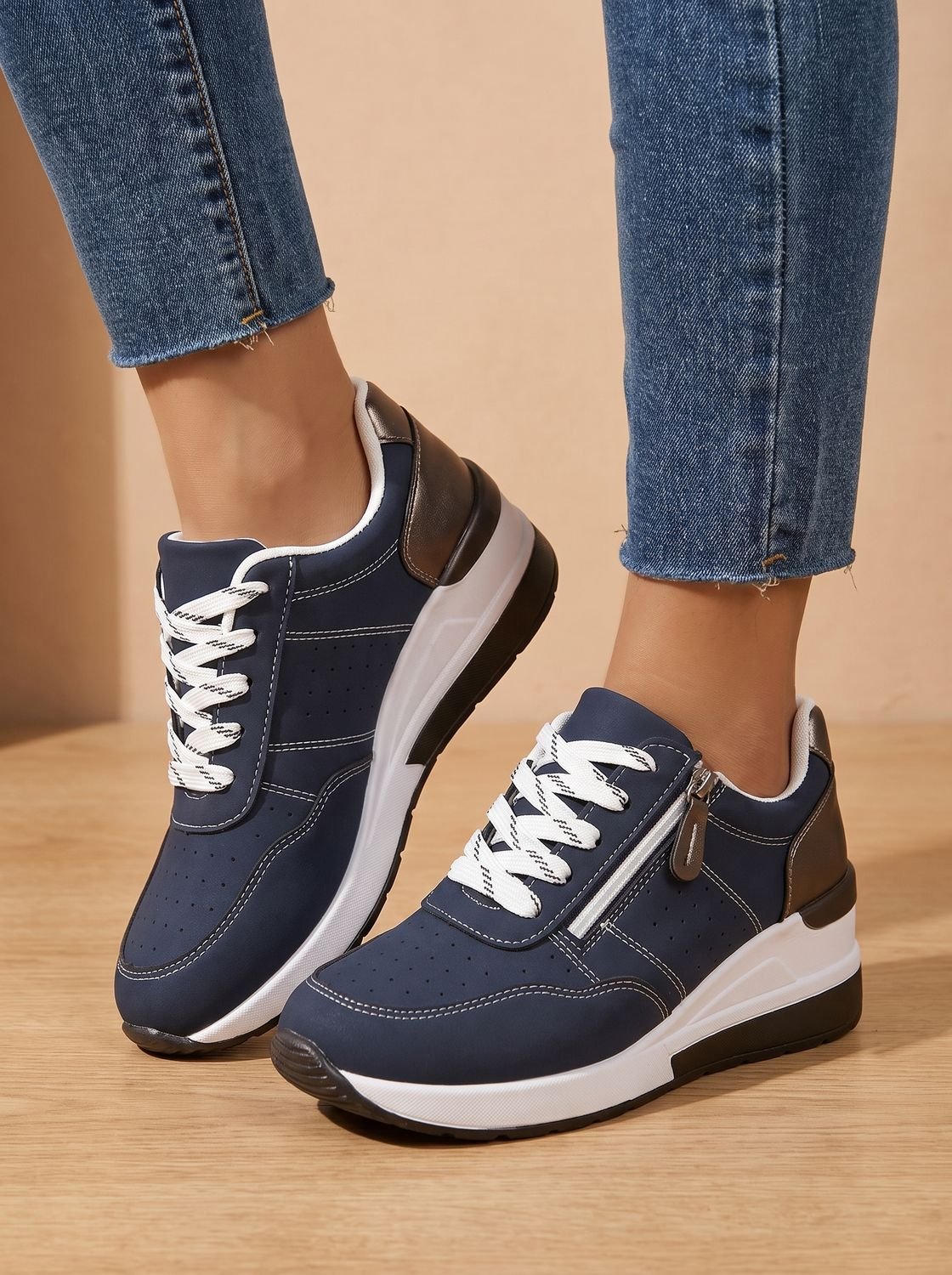 Aria | Women's Orthopedic Lace-Up Wedge Sneakers Walking Shoes