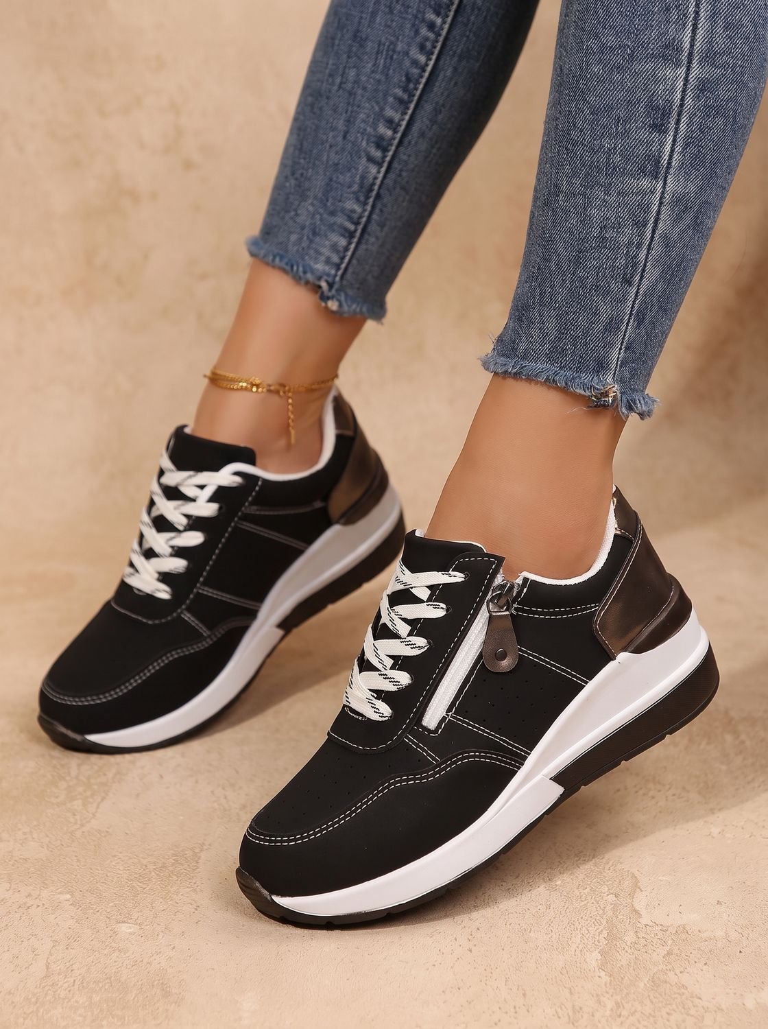 Aria | Women's Orthopedic Lace-Up Wedge Sneakers Walking Shoes