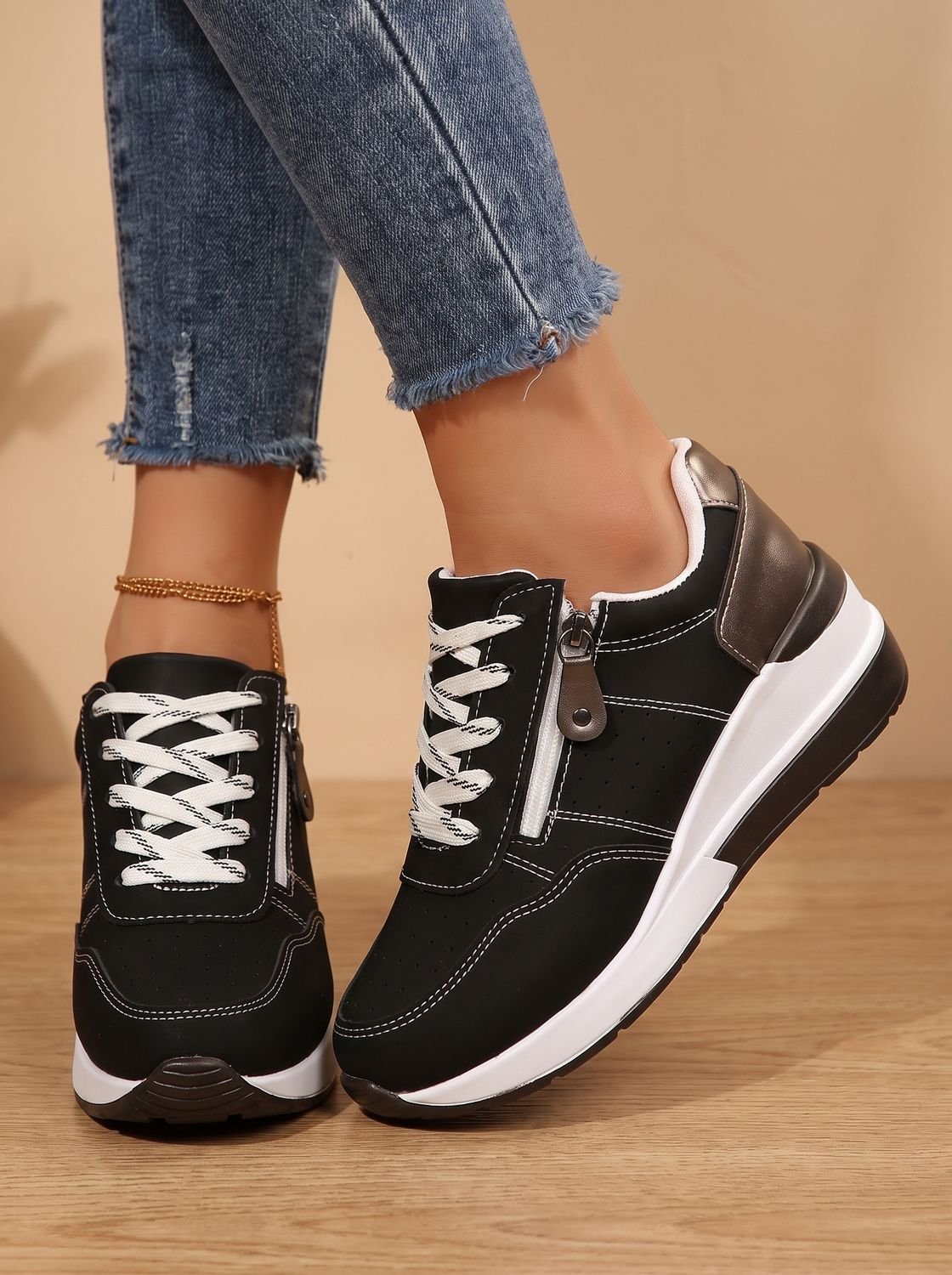 Aria | Women's Orthopedic Lace-Up Wedge Sneakers Walking Shoes