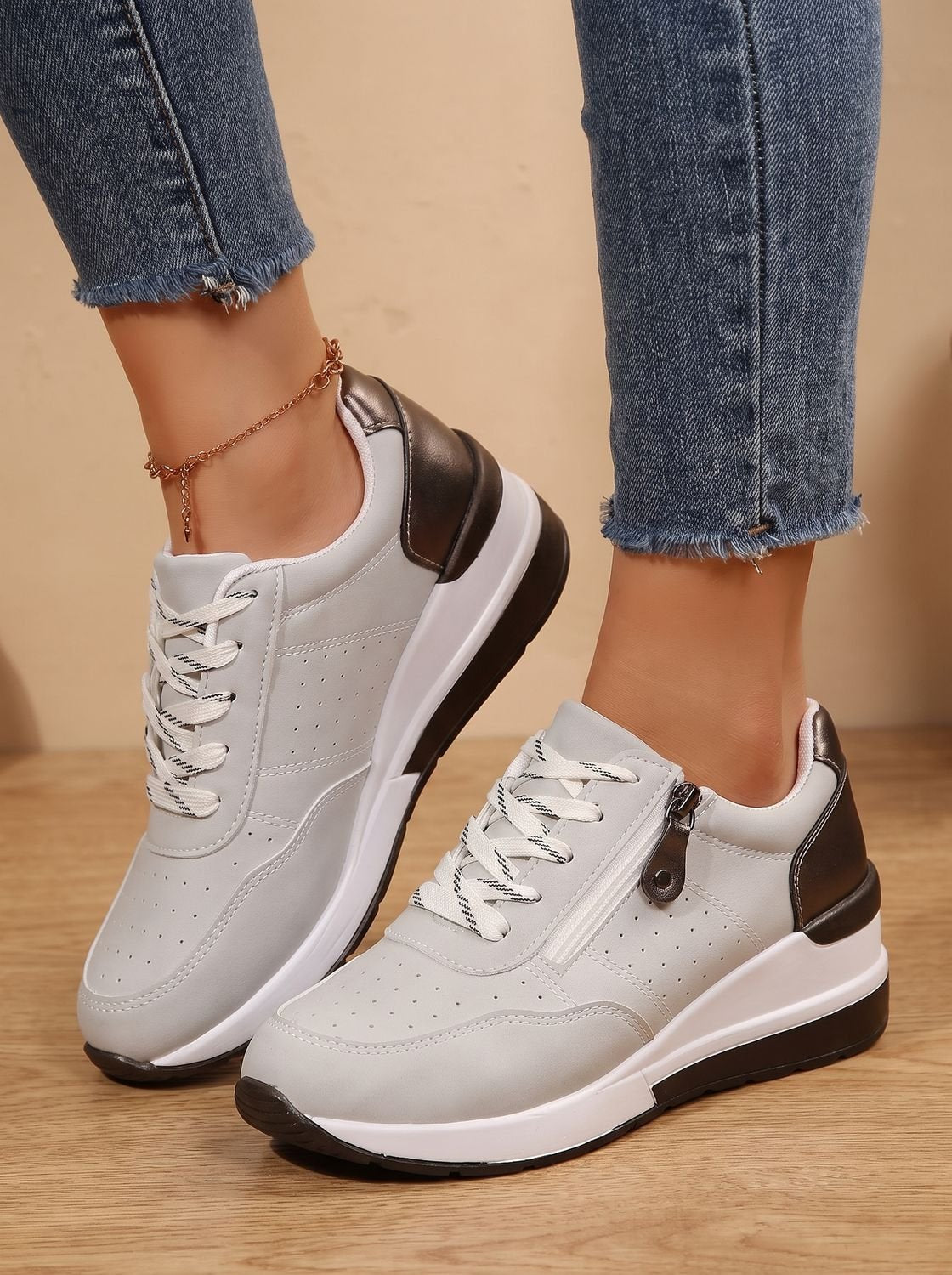 Aria | Women's Orthopedic Lace-Up Wedge Sneakers Walking Shoes