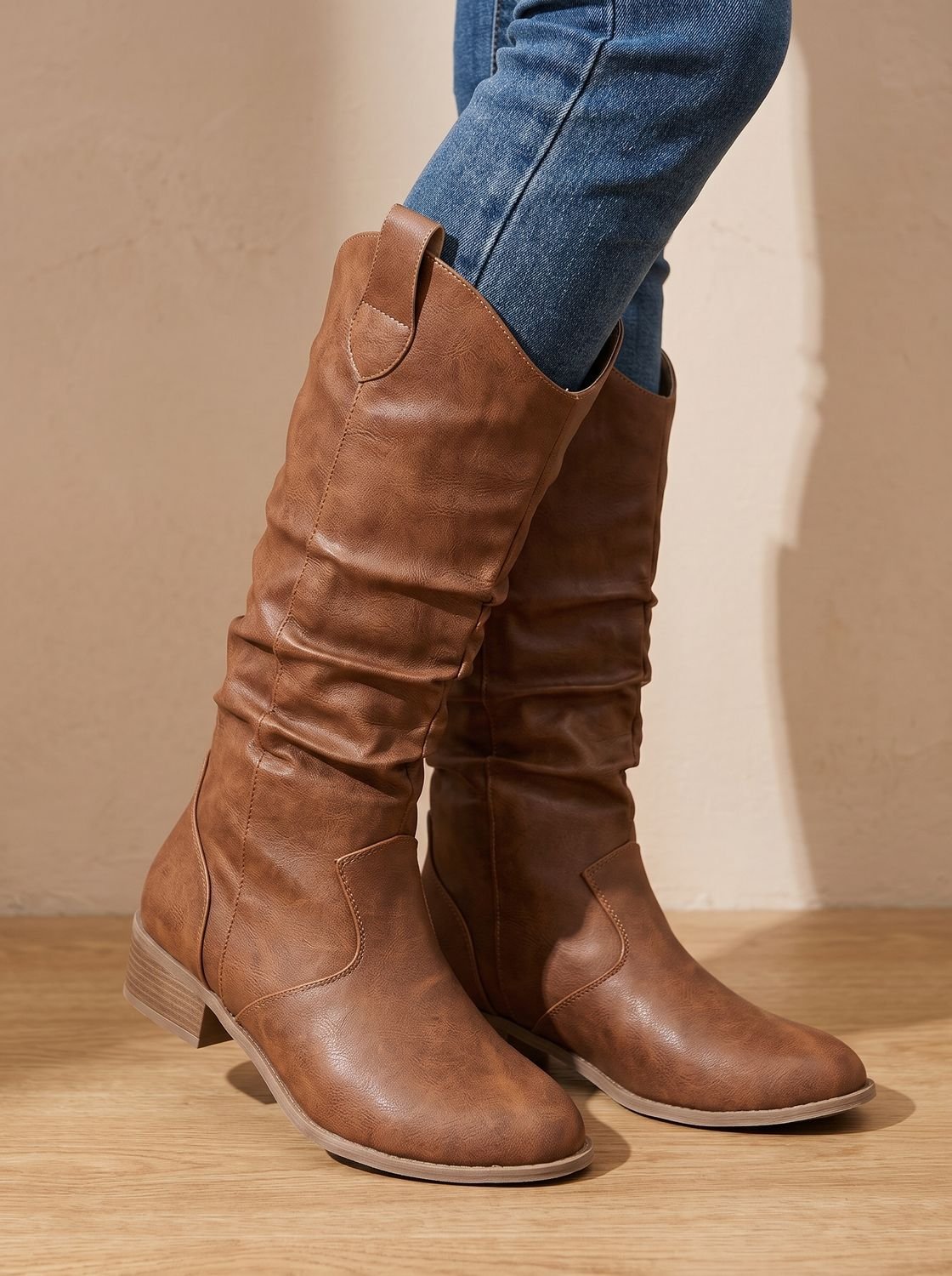 Aria | Women's Wide-Calf Pull-On Western Knee-High Boots