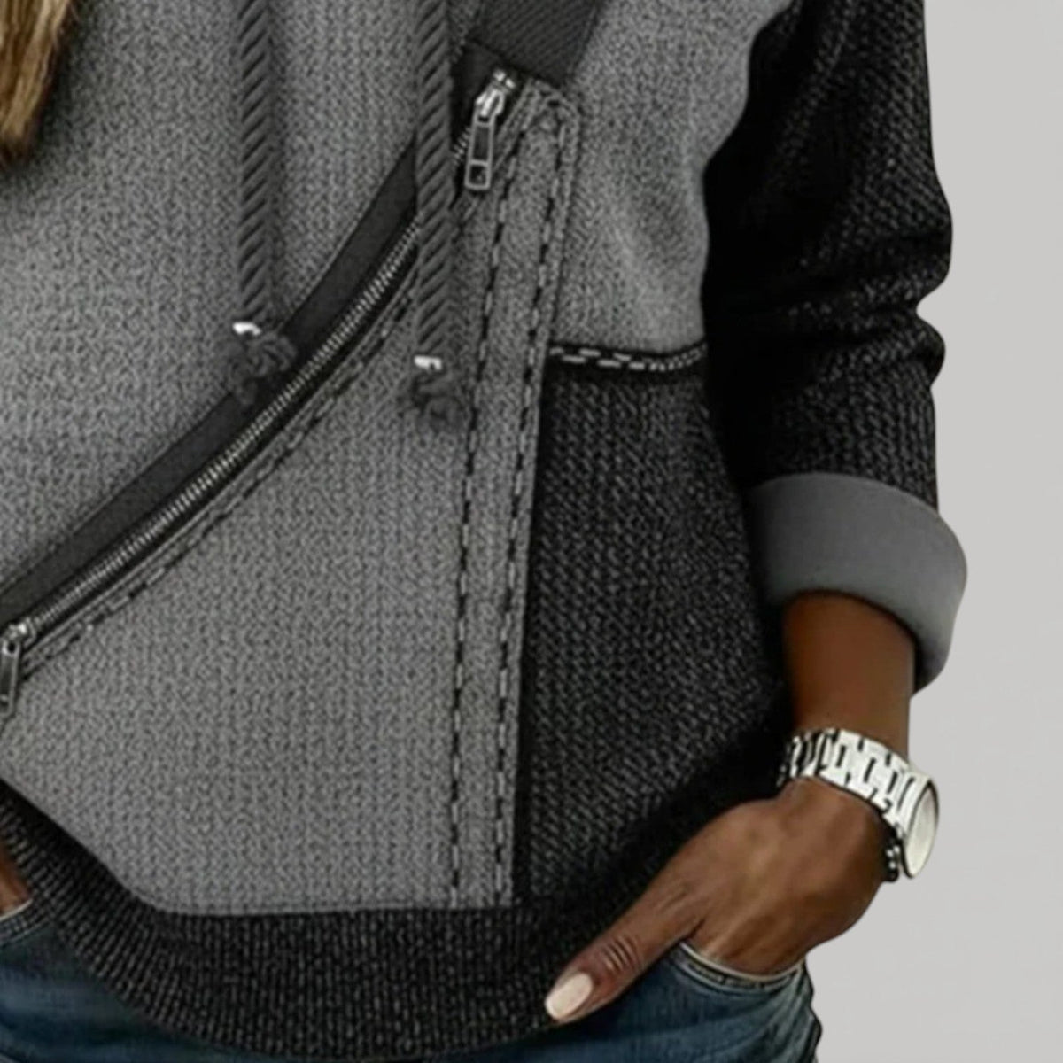 Ava Hooded Jumper for Adults in Dark Grey