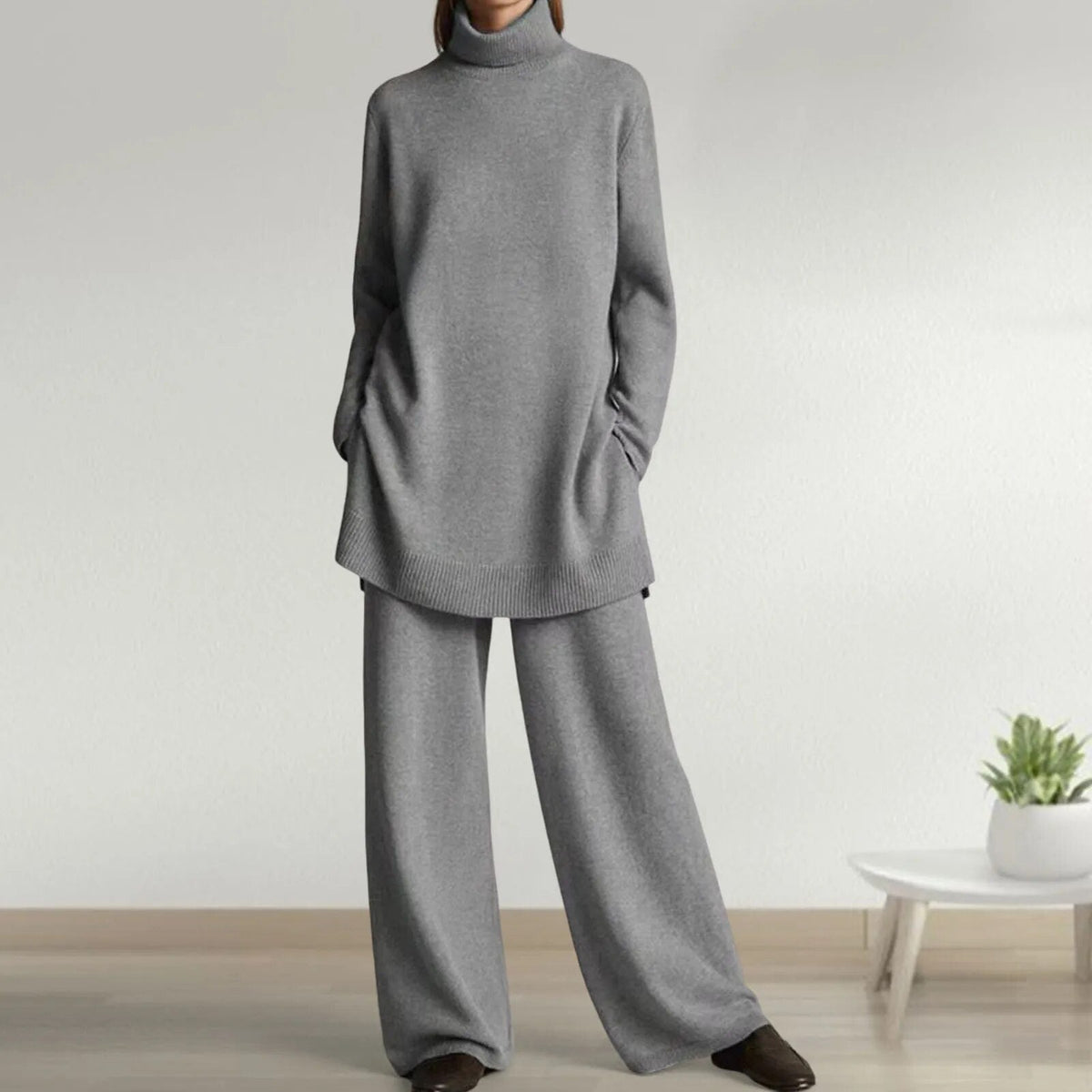 Bellamy | Women's Turtleneck Sweater Set with Wide-Leg Pants