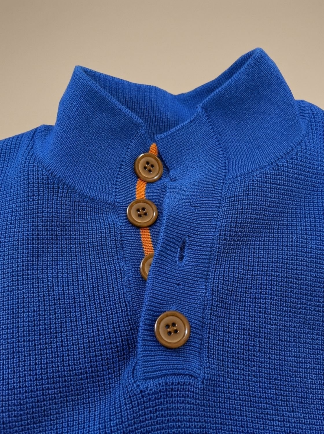 Benjamin | Men's Waffle-Knit Button-Collar Long Sleeve Pullover Sweater
