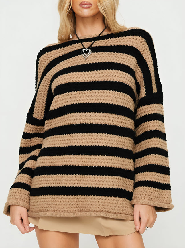 Bridget | Women's Striped Crew Neck Oversized Sweater