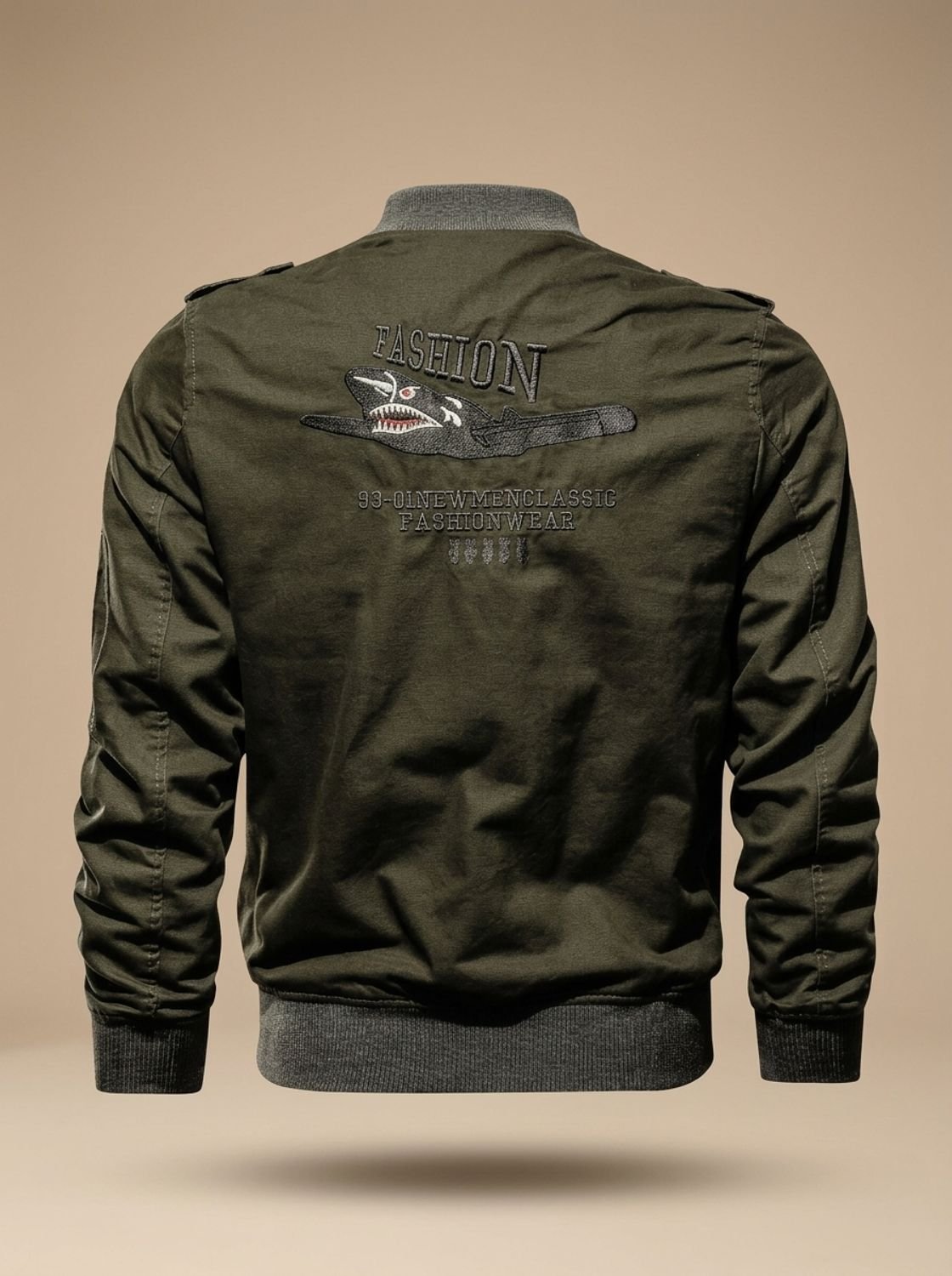 Caleb | Men's Military-Patch Zip-Up Bomber Jacket