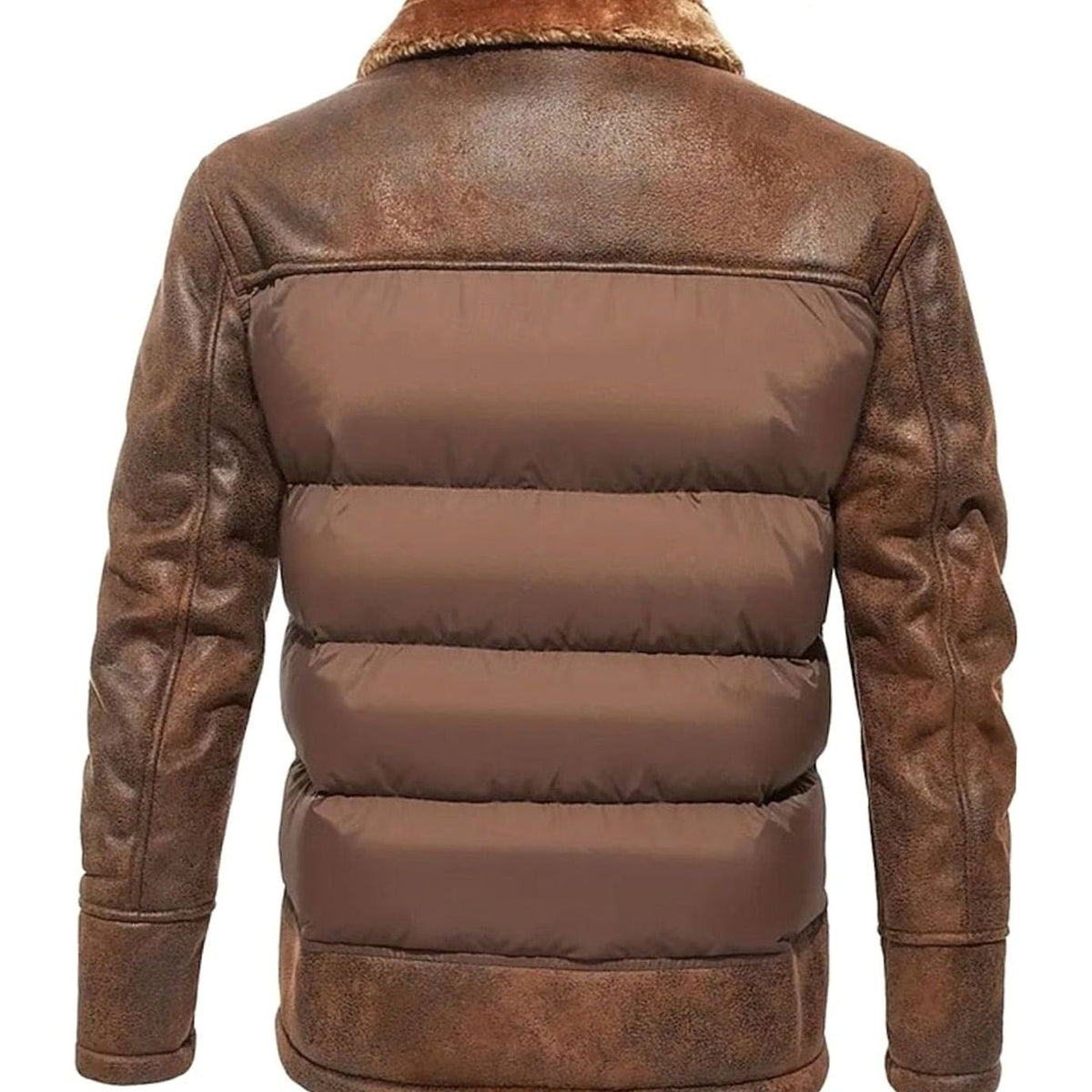 Caleb | Men's Quilted Jacket Faux Leather Sherpa-Collar Insulated Winter Coat