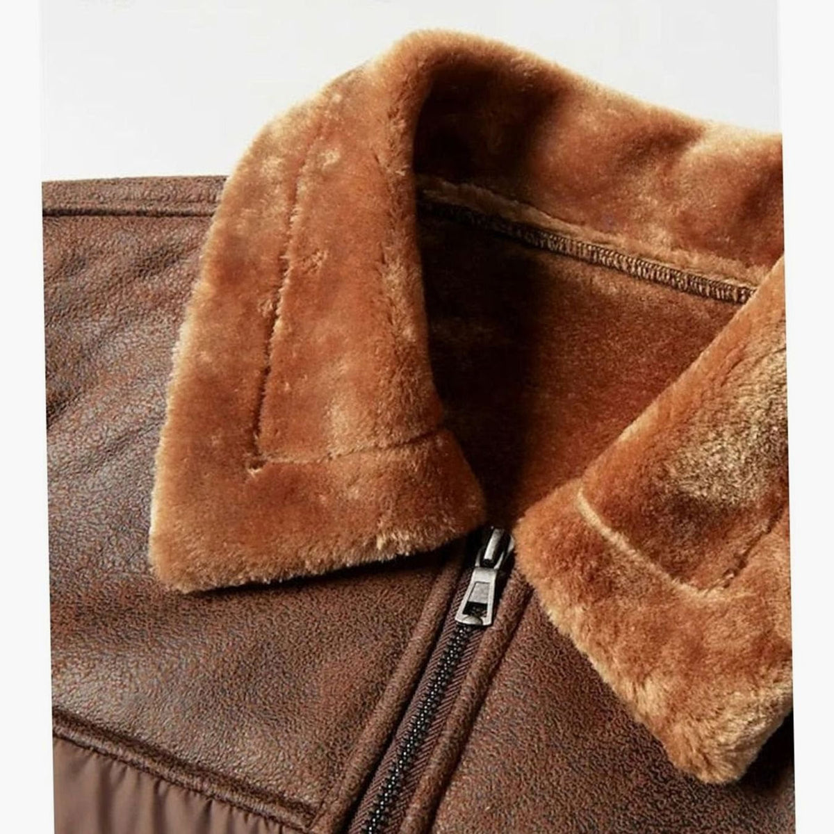 Caleb | Men's Quilted Jacket Faux Leather Sherpa-Collar Insulated Winter Coat