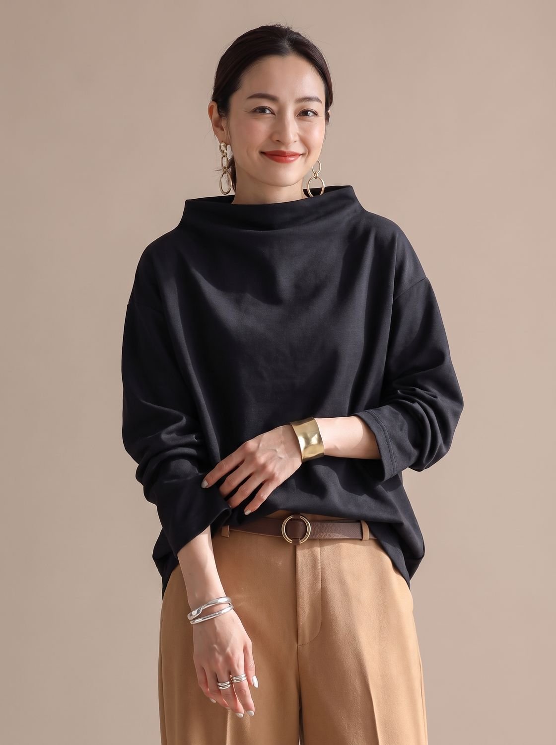 Camila | Women's Relaxed-Fit Mock-Neck Long-Sleeve Pullover Top