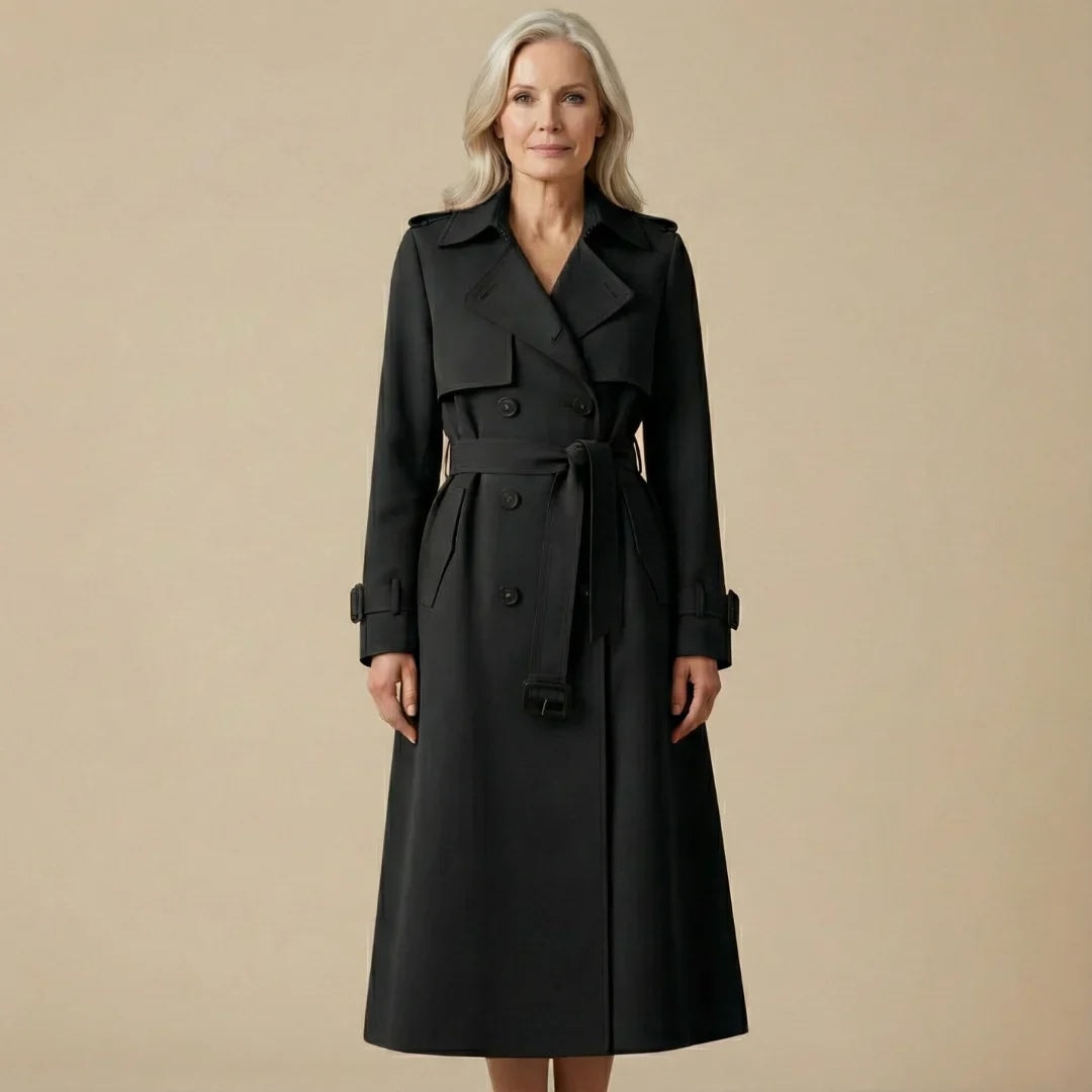 Cassandra | Women's Belted Double-Breasted Long Trench Coat