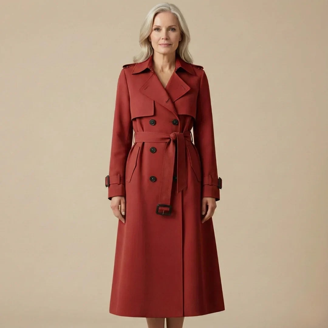 Cassandra | Women's Belted Double-Breasted Long Trench Coat