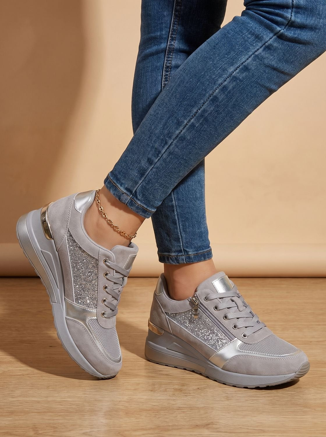 Charlotte | Women's Lace-Up Side-Zip Comfort Platform Sneakers
