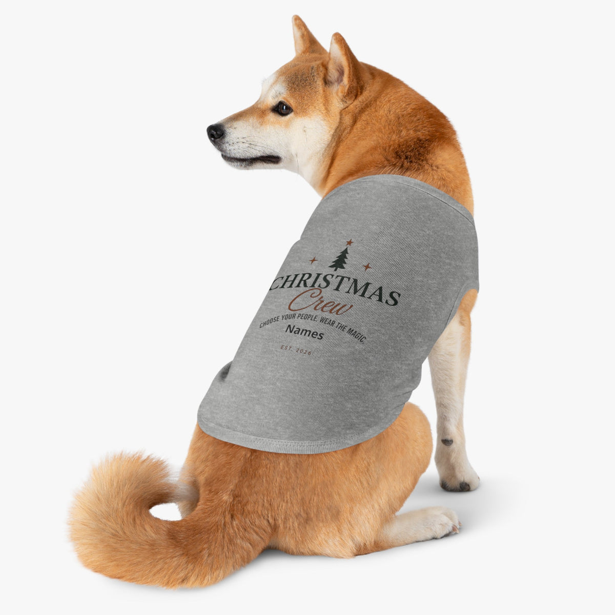 Christmas Crew Pet Tank Top | Personalized Holiday Paw Shirt | Custom Christmas Dog Shirt | Family Name Pet Tank | Christmas Tree Pet Apparel