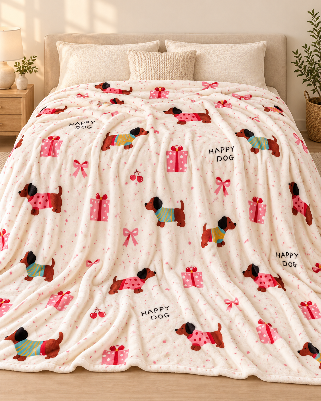 Christmas Fleece Blanket Gift for Adults with Festive Prints