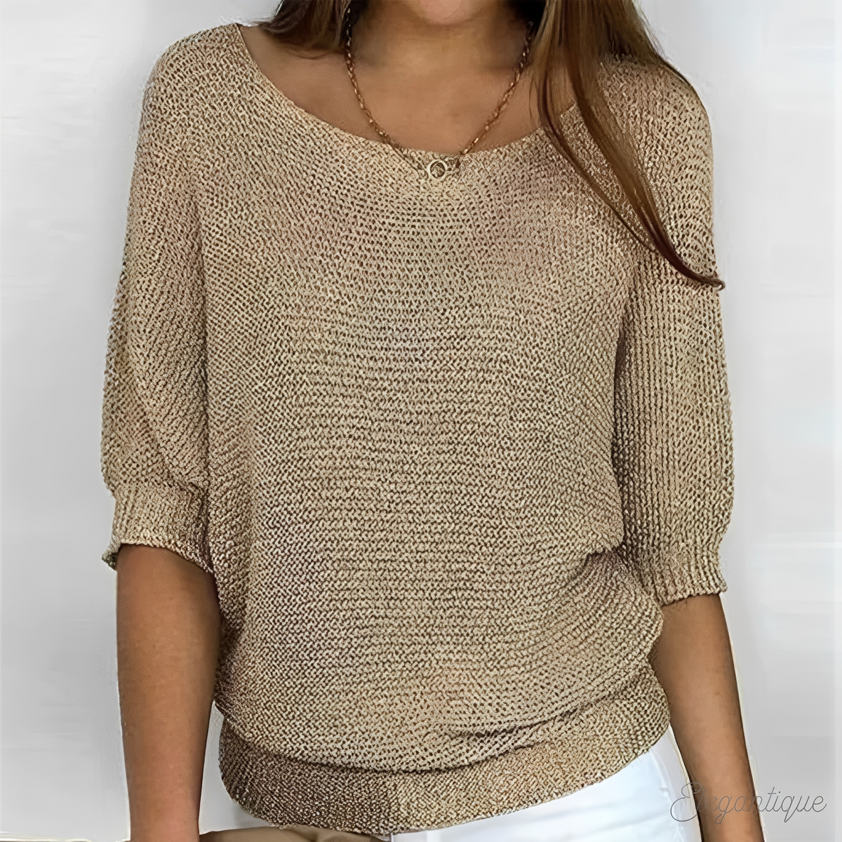 Corinne | Women's Batwing Half Sleeve Knit Sweater