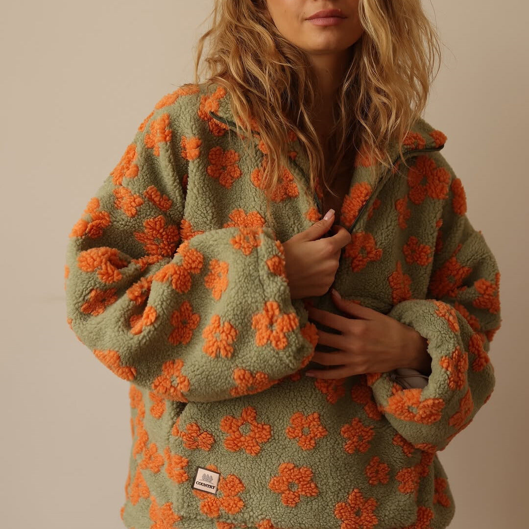 Daisy Long Sleeve Fleece Hoodie for Women