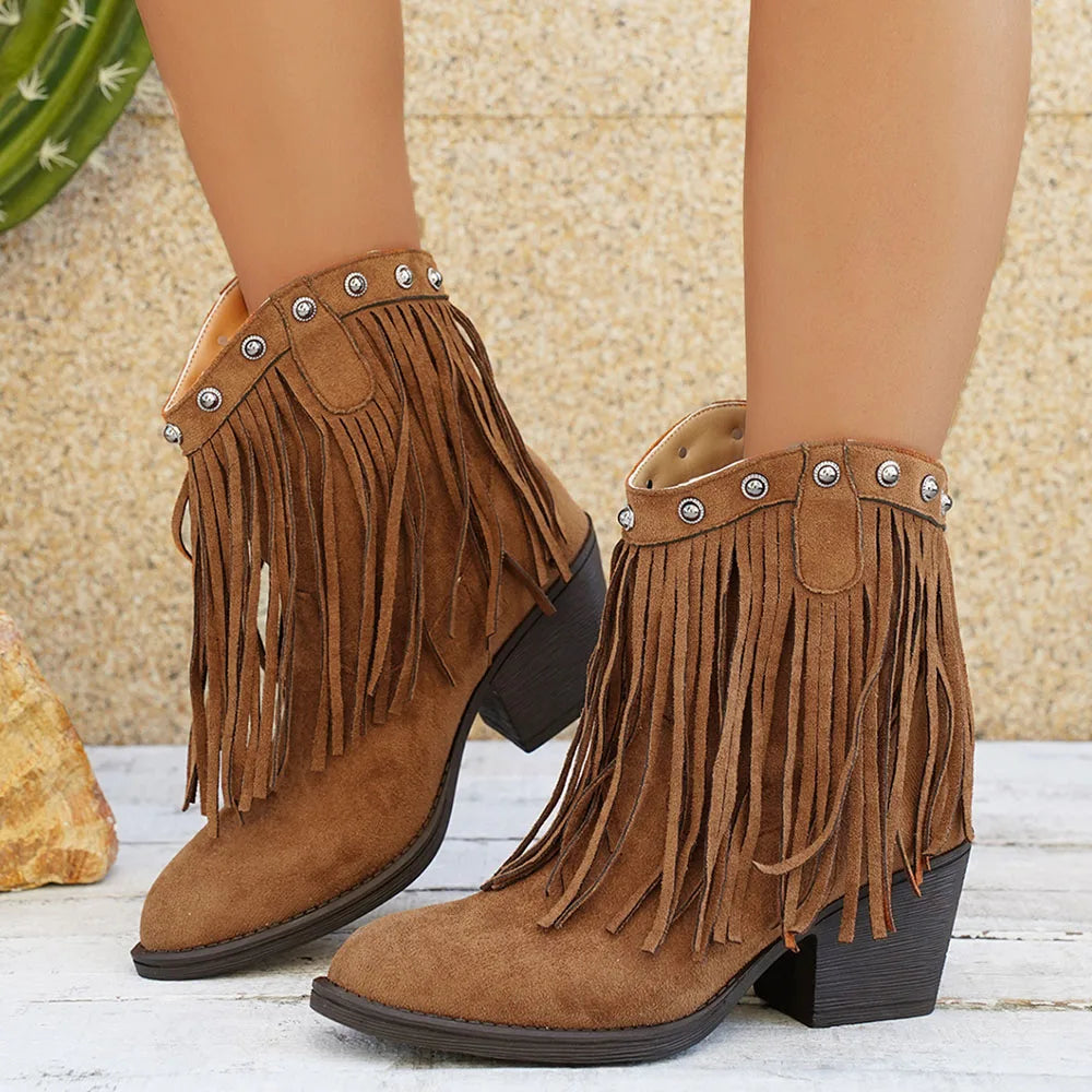 Dallas | Women's Fringe Fold-Over Strap Cowboy Boots