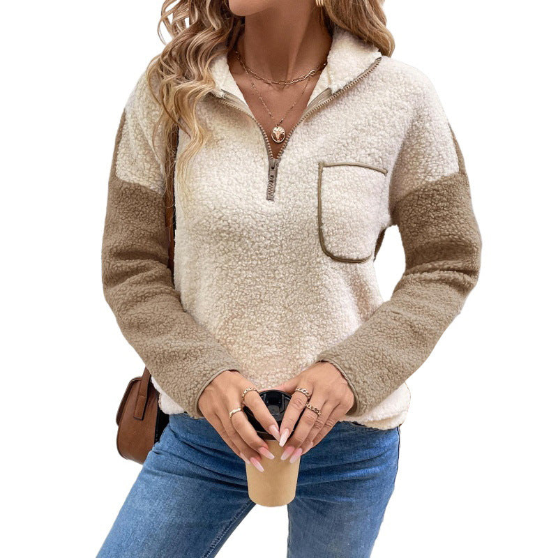 Delphine | Women's Colorblock Quarter-Zip Sweater