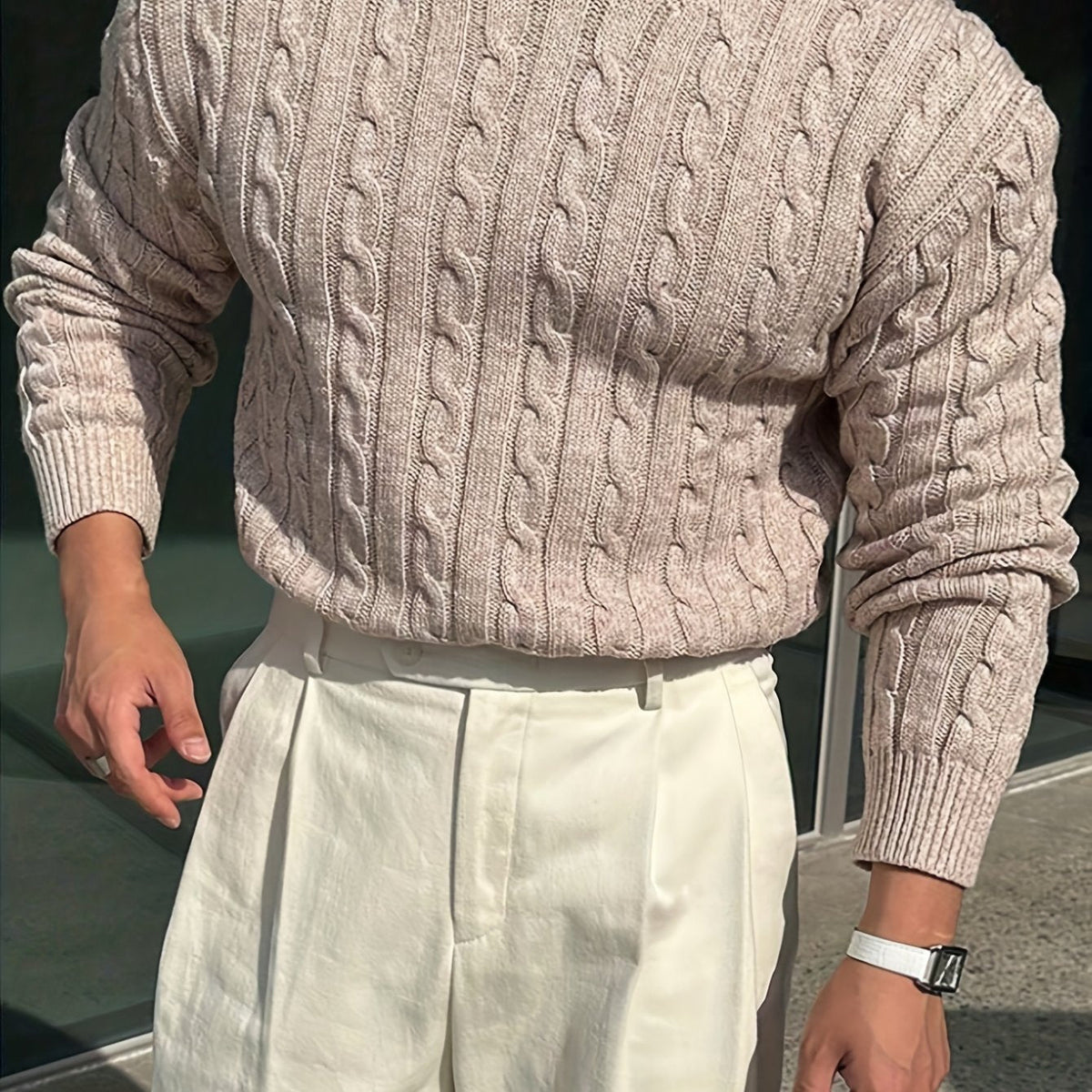 Desmond | Men's Classic Crew Neck Cable Knit Sweater