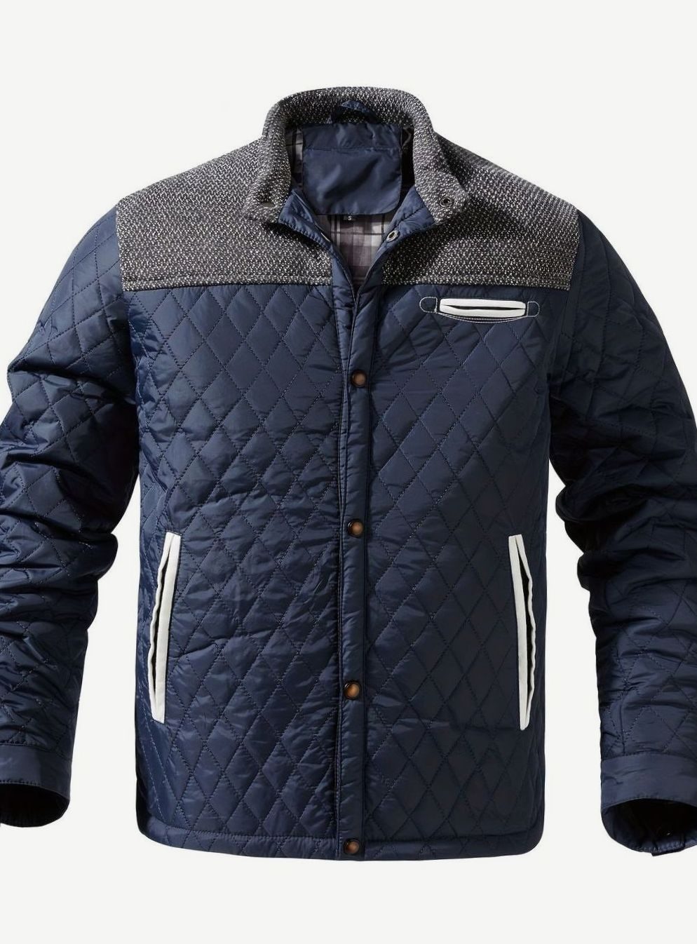 Elijah | Men's Quilted Stand-Collar Snap-Front Insulated Jacket