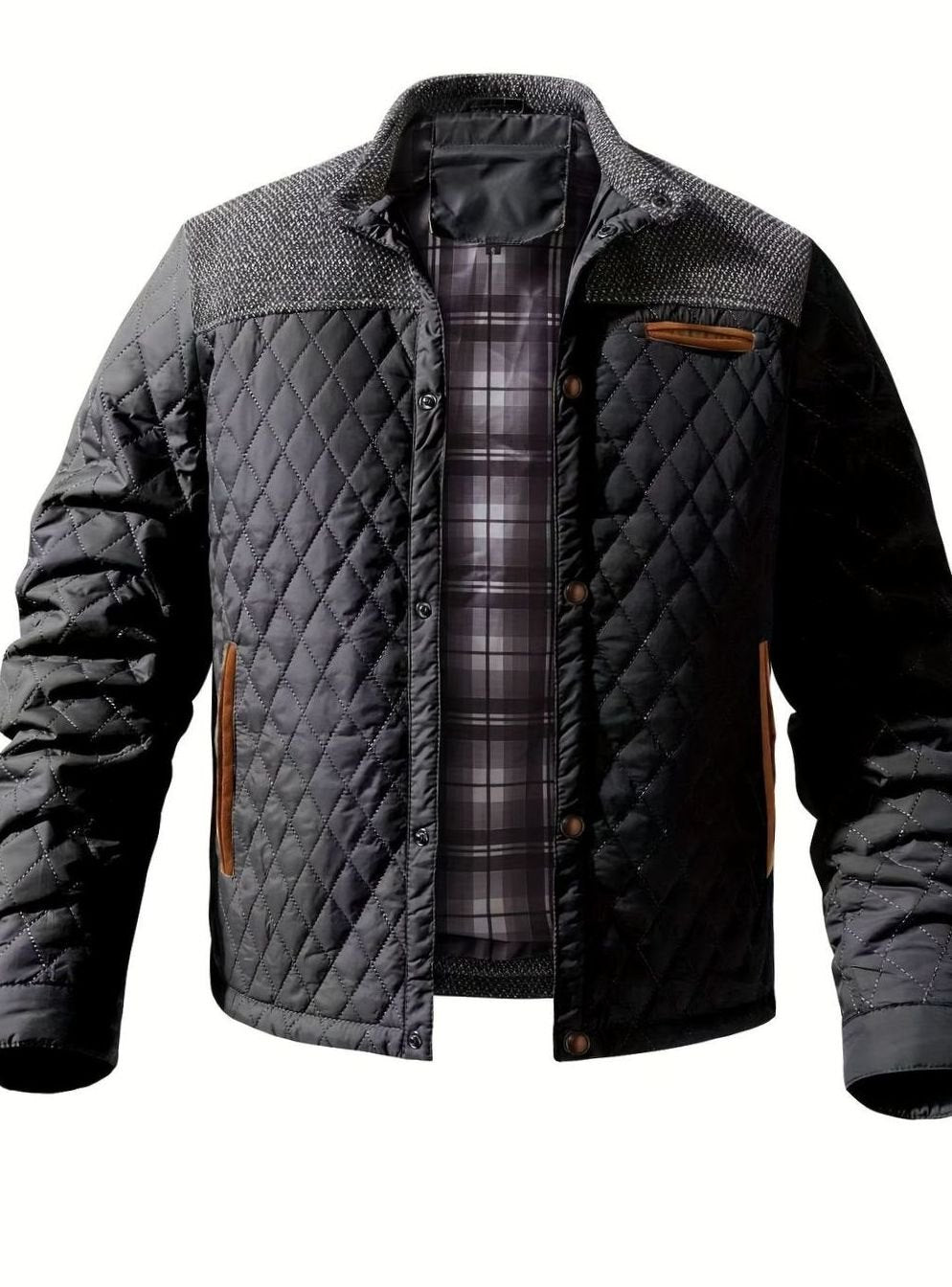 Elijah | Men's Quilted Stand-Collar Snap-Front Insulated Jacket