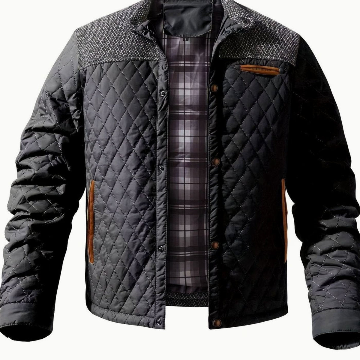 Elijah | Men's Quilted Stand-Collar Snap-Front Insulated Jacket