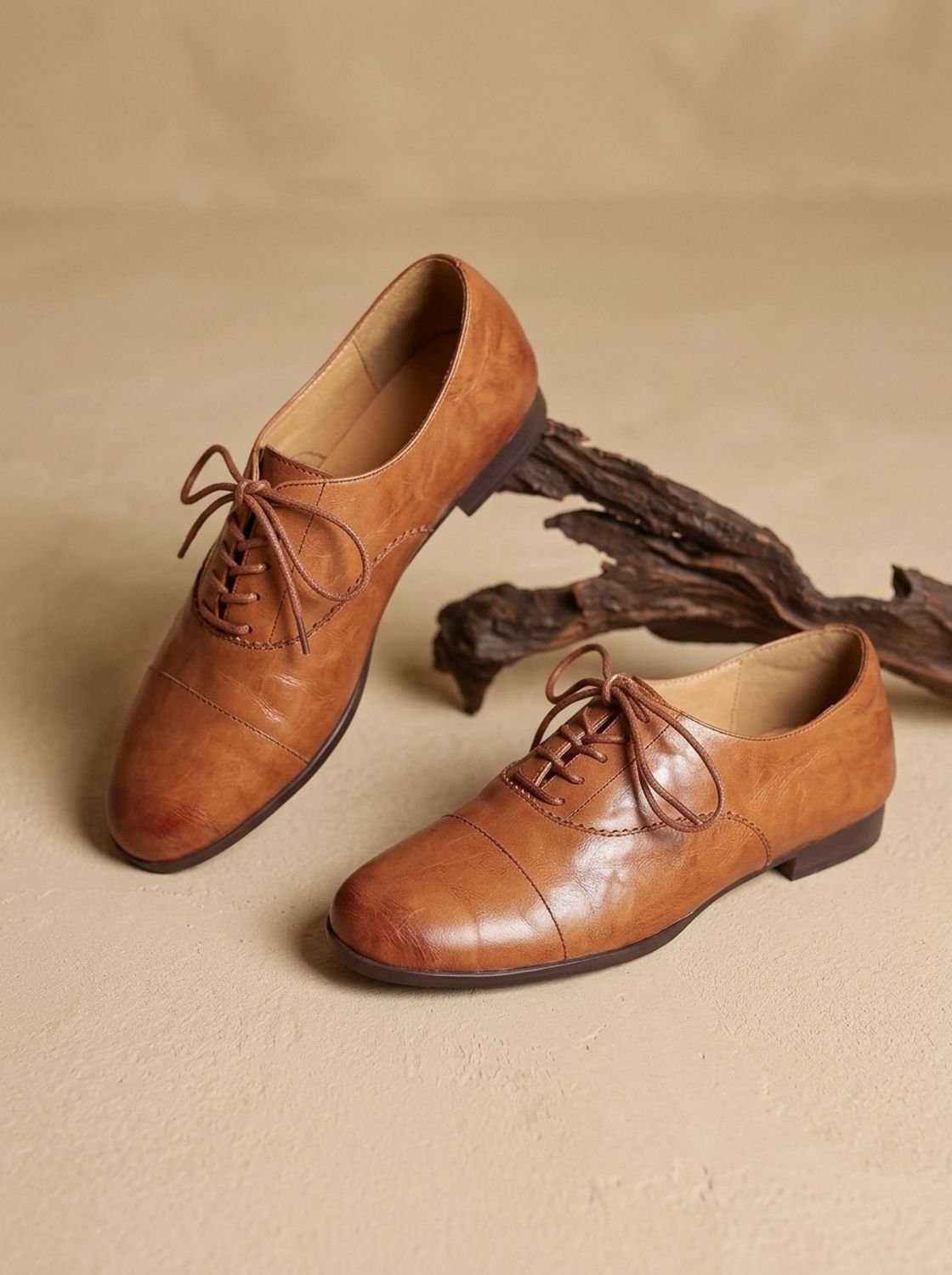 Emma | Women's Leather Lace-Up Cap Toe Oxford Flat Shoes