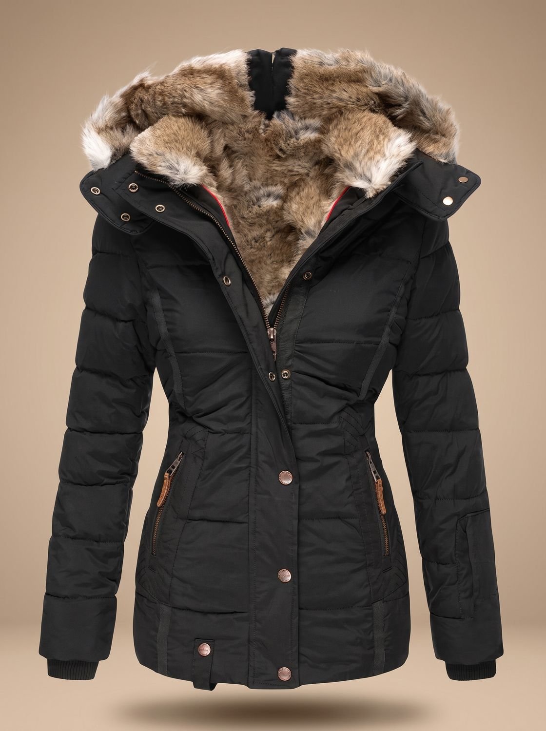 Evelyn | Women's Faux-Fur Hooded Quilted Puffer Winter Coat
