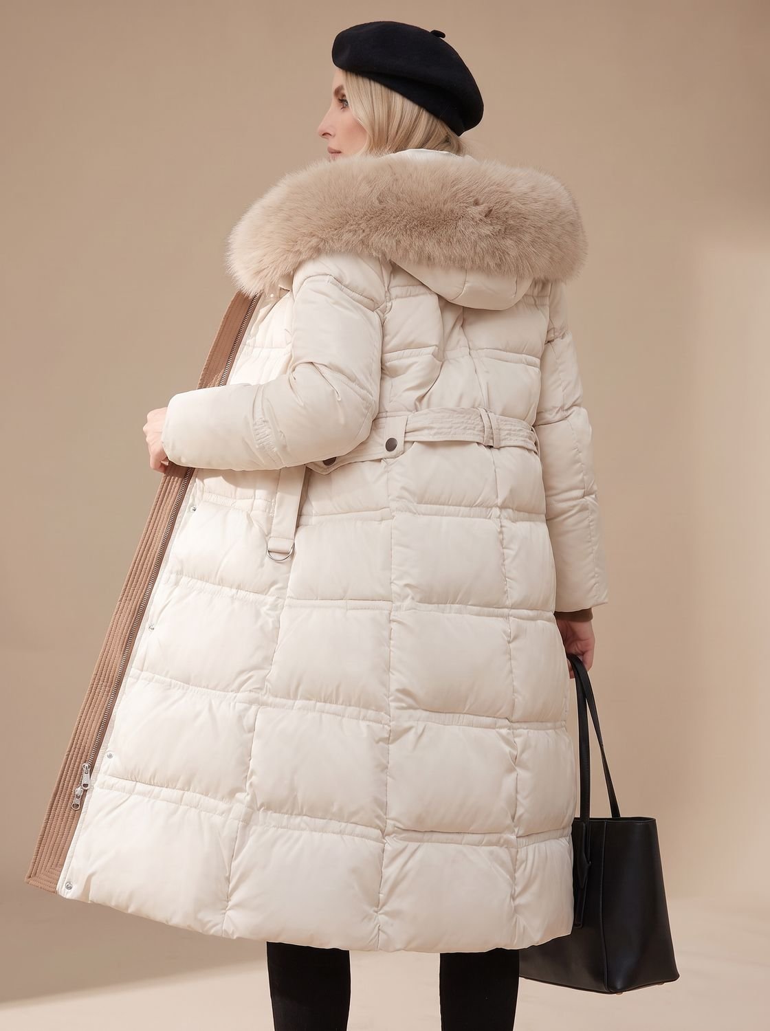 Evelyn | Women's Luxury Long Puffer Parka Fur-Hood Winter Coat