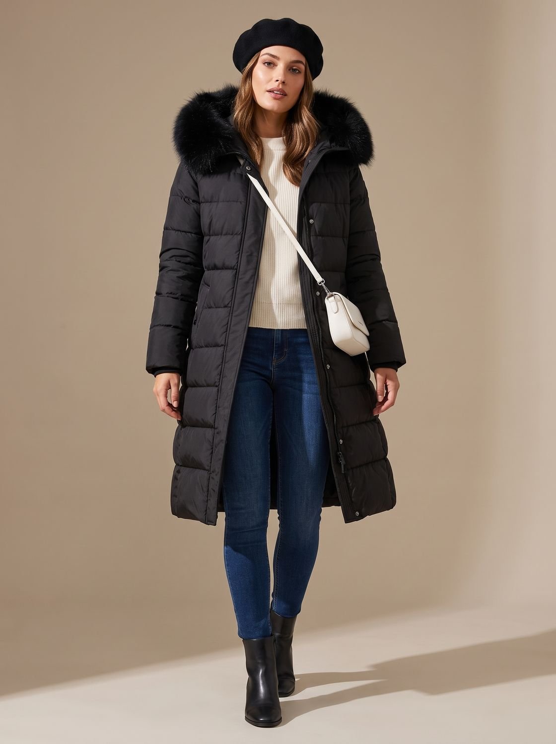 Evelyn | Women's Luxury Long Puffer Parka Fur-Hood Winter Coat