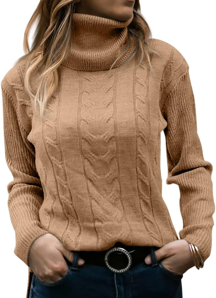 Evelyn | Women's Sweater with Turtleneck and Cable Knit