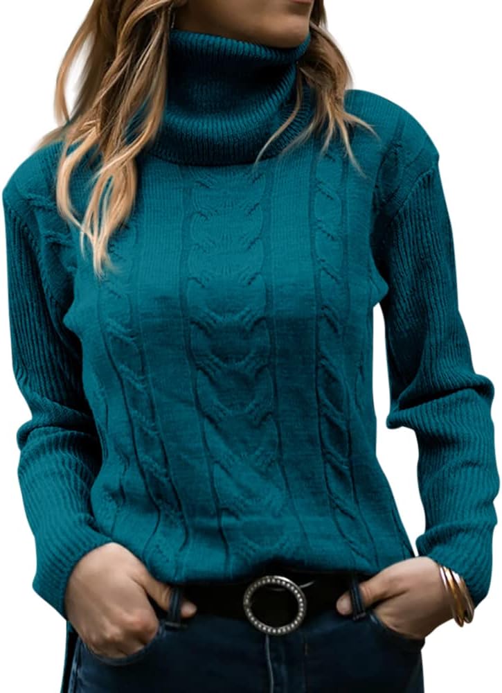 Evelyn | Women's Sweater with Turtleneck and Cable Knit