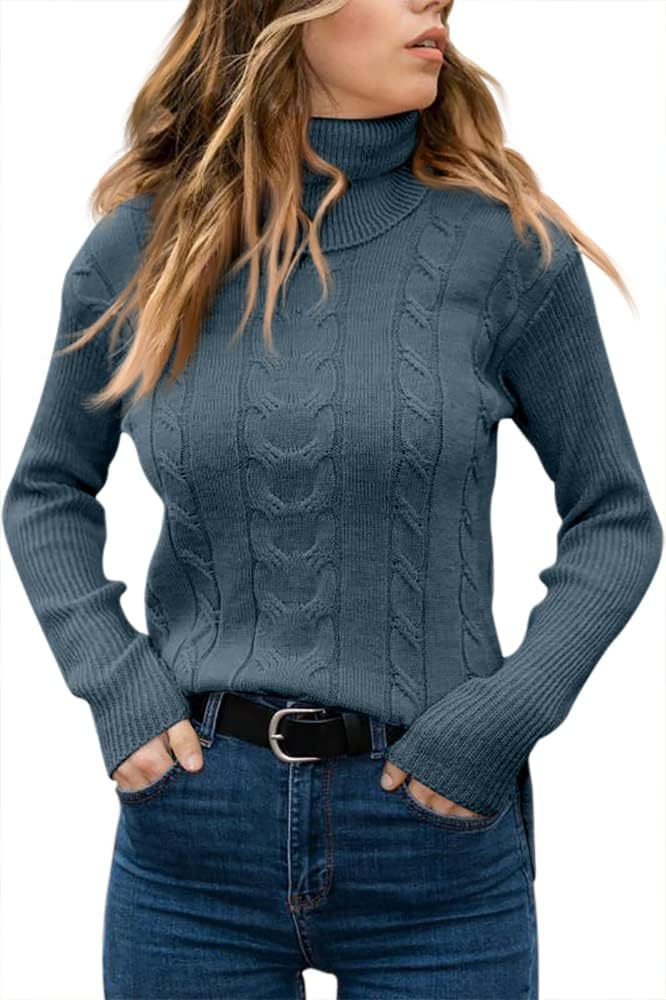 Evelyn | Women's Sweater with Turtleneck and Cable Knit