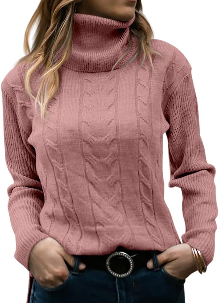 Evelyn | Women's Sweater with Turtleneck and Cable Knit