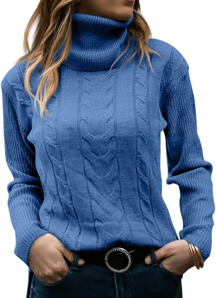 Evelyn | Women's Sweater with Turtleneck and Cable Knit