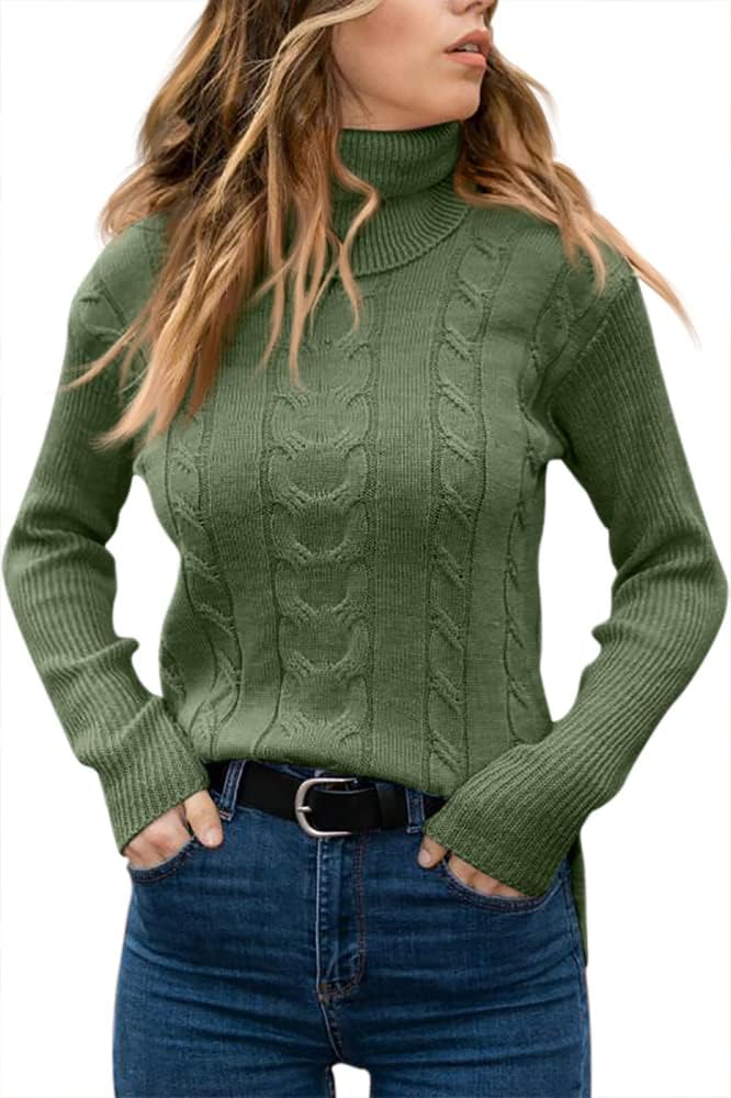 Evelyn | Women's Sweater with Turtleneck and Cable Knit